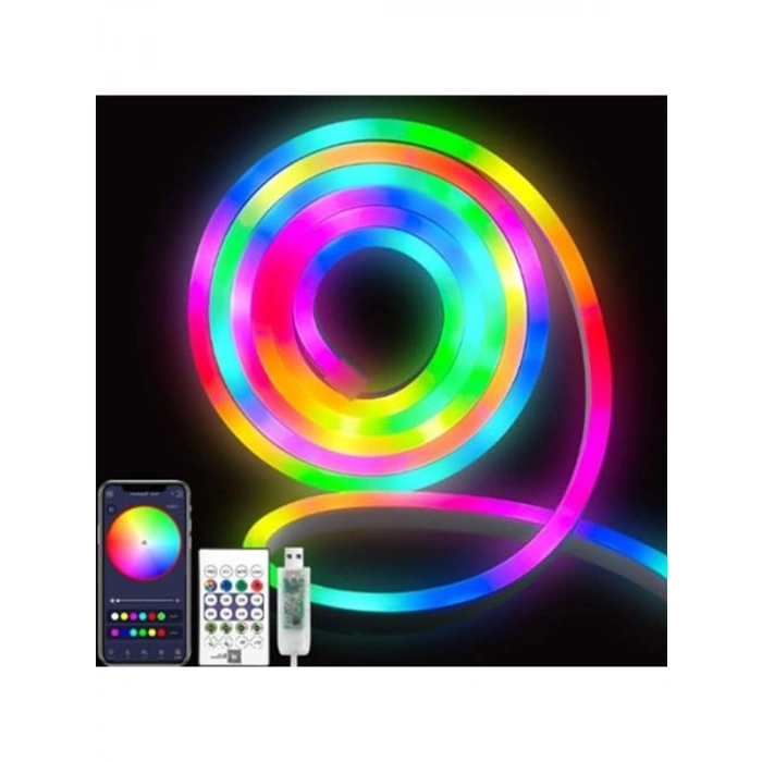 Kumandalı 5 Metre USB RGB LED Şerit Işık, Bluetooth ile Kontrol
