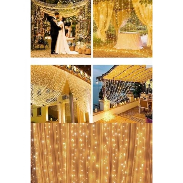 Kumandalı Animasyonlu Saçaklı Perde LED Işık - Günışığı