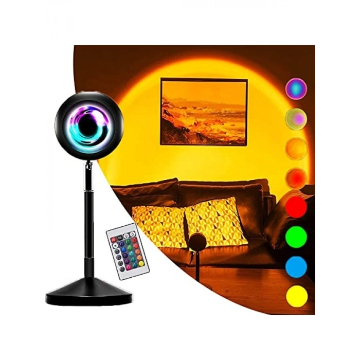Kumandalı RGB Gün Batımı Projektörü, 16 Renk Seçeneği