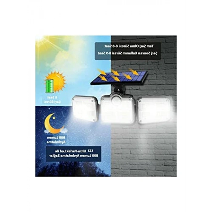 Kumandalı Solar Bahçe Aydınlatması, 122 Ledli Işık