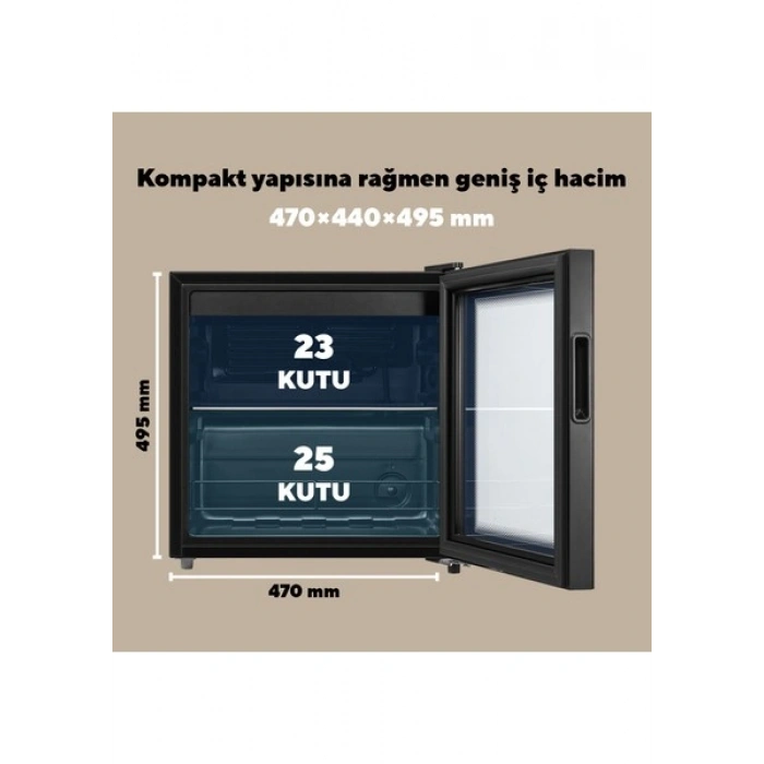 KUMTEL 44L HMB-60 Mini Buzdolabı E Enerji Sınıfı Siyah Renk Büro Tipi Kullanım İçin