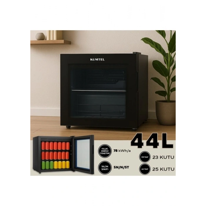 KUMTEL 44L HMB-60 Mini Buzdolabı E Enerji Sınıfı Siyah Renk Büro Tipi Kullanım İçin