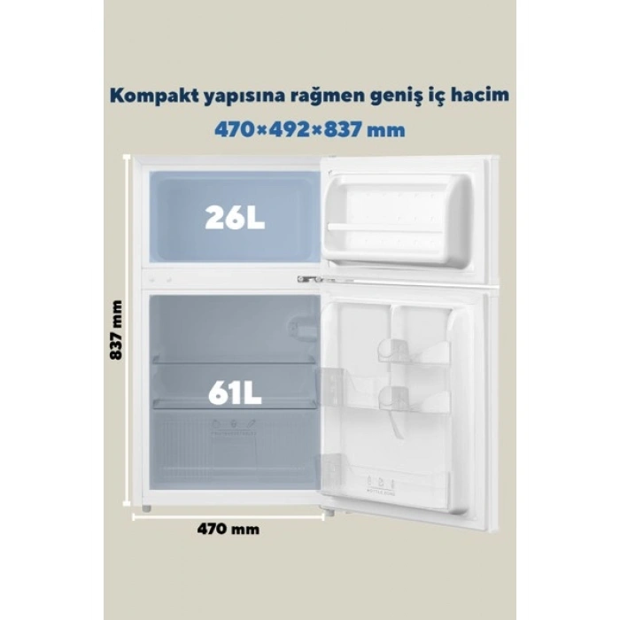 KUMTEL 87L MİNİ BUZDOLABI BEYAZ HTMF-90EW