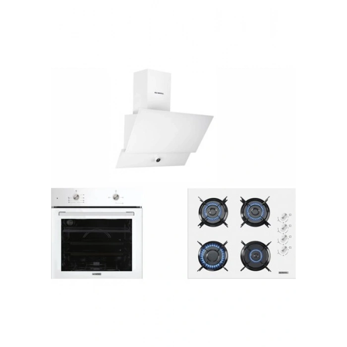 Kumtel Home Beyaz Cam Ankastre Set
