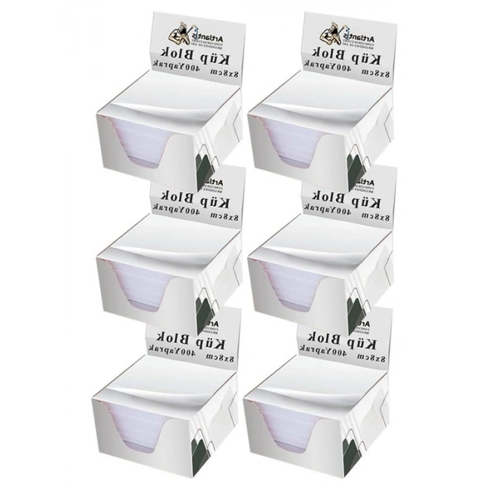 Küp Not Kağıdı - 8x8 cm, 6 Paket, Beyaz Renk, 400 Yaprak