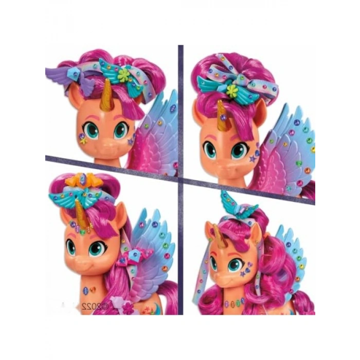 Kurdele Saç Tasarımlı Unicorn Figürü - 15 cm