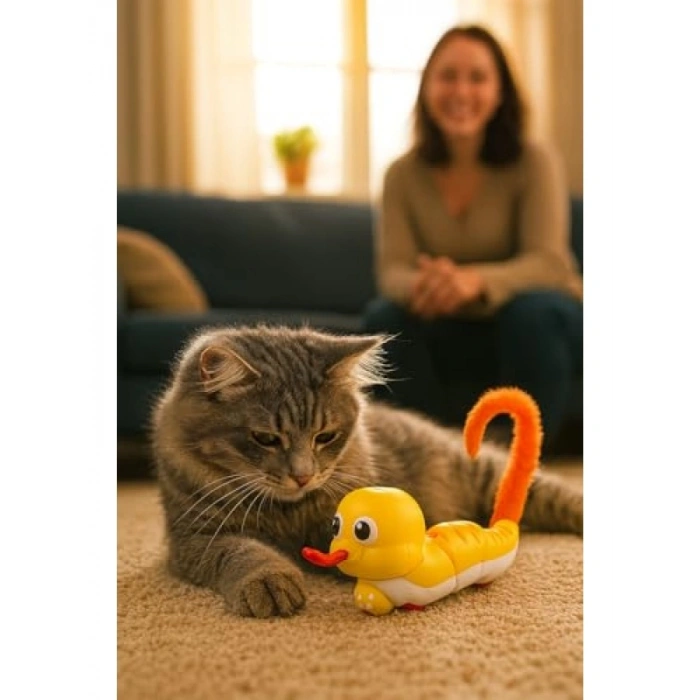 Kurmalı Mekanik Yılan Kedi Oyuncağı, Hareketli