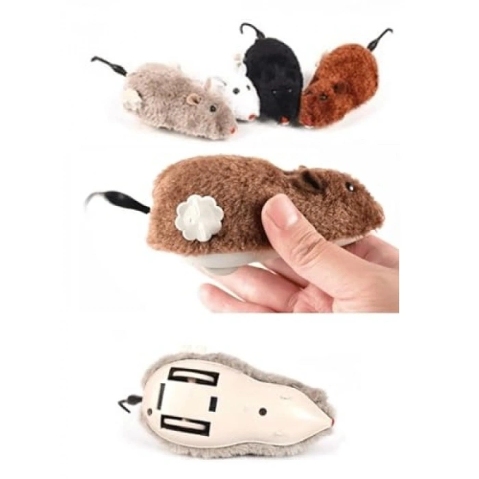 Kurmalı Peluş Fare Kedi Oyuncağı - Renkli