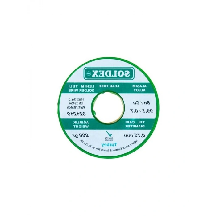 Kurşunsuz Lehim Teli, 0.75 mm Kalınlık ve 200 g Ağırlık