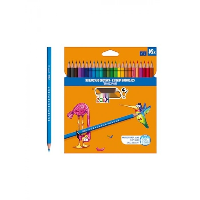 Kuru Boya Kalemi 24 Renk, Kıymık Oluşturmaz, Çiğnemeye Dayanıklı