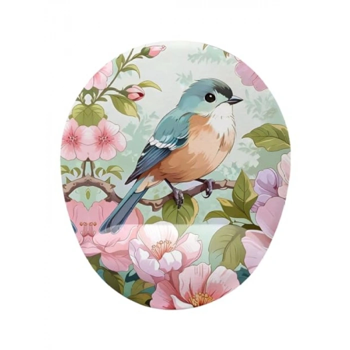 Kuş ve Çiçek Desenli Kaymaz Mouse Pad
