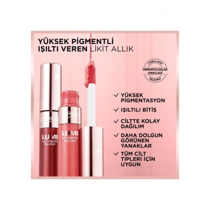 LOréal Paris Lumi Blush Likit Allık - 630 Glowy True Rose