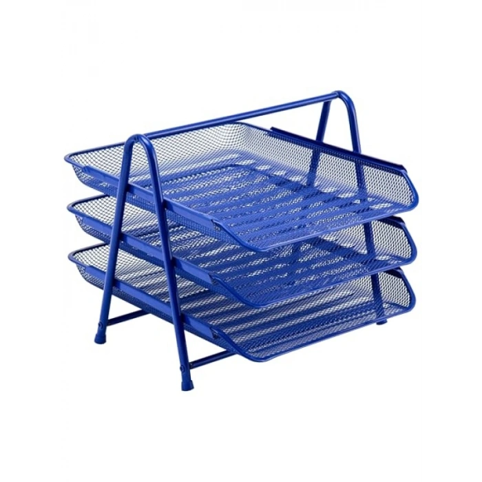 Lacivert Perfore 3lü Evrak Rafı Seti