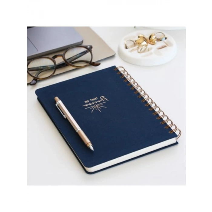 Lacivert Renkli Spiralli Sert Kapak Not Defteri