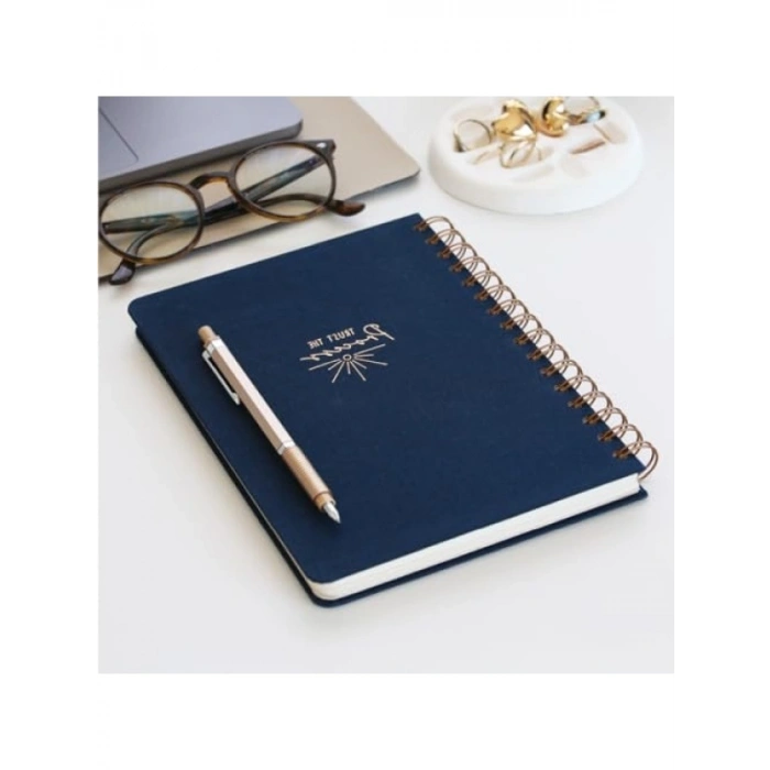 Lacivert Spiralli Sert Kapak Düz Çizgisiz Not Defteri A5