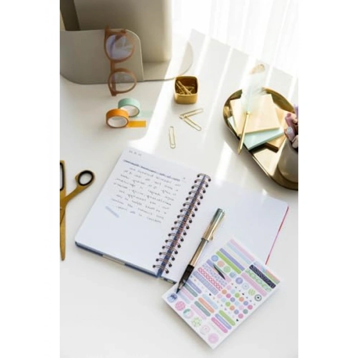 Lacivert Spiralli Sert Kapak Lastikli Not Defteri - A5