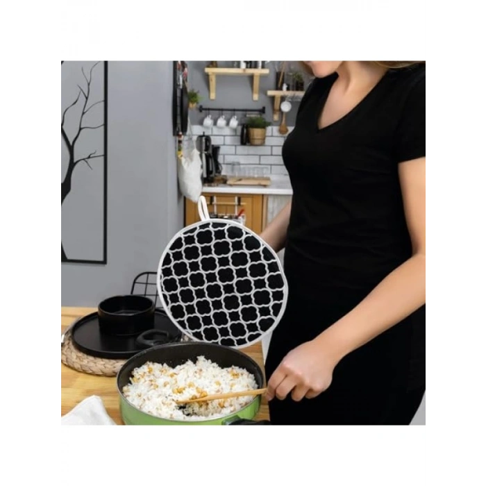 Lastikli Pilav Demleme Örtüsü - Standart Ölçü, Siyah Halka