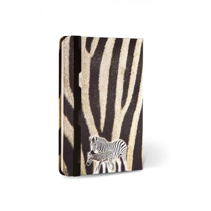 Lastikli Zebra Desenli Çizgili Kumaş Defter