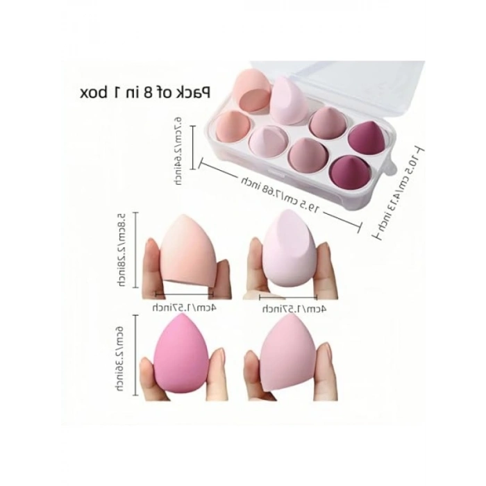 Latekssiz Makyaj Sünger Seti - 8 Adet, Çeşitli Boyutlarda