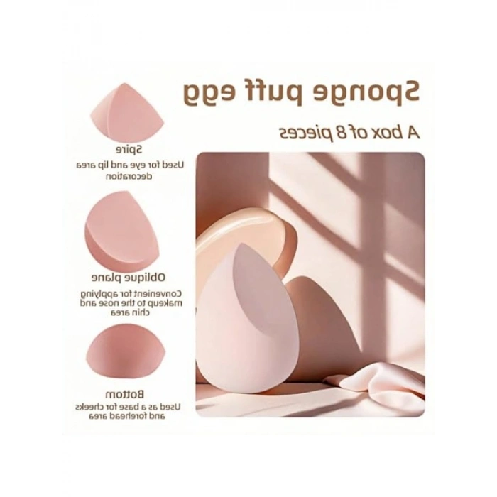 Latekssiz Makyaj Sünger Seti - 8 Adet, Çeşitli Boyutlarda