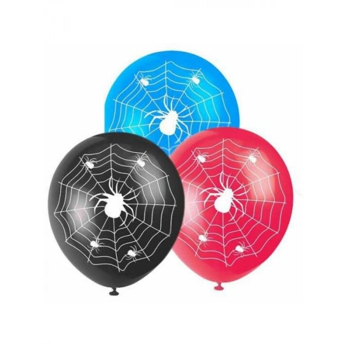 Latex Balon Seti - 10 Adet Örümcek Ağı Baskılı