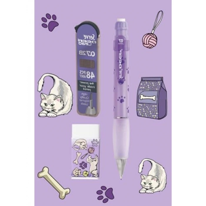 Lavanta Renkli Doğa Desenli Kalem Seti (0.7 mm, 3lü)