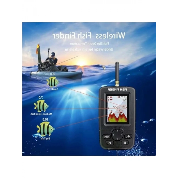 LCD Ekranlı Kablosuz Balık Bulucu - Akıllı Sonar Teknolojisi