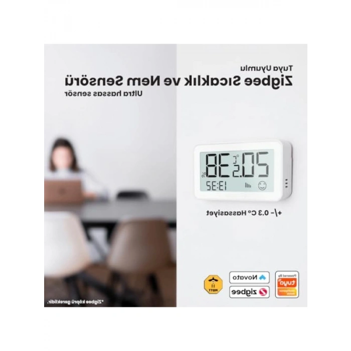 LCD Ekranlı Zigbee Sıcaklık ve Nem Sensörü