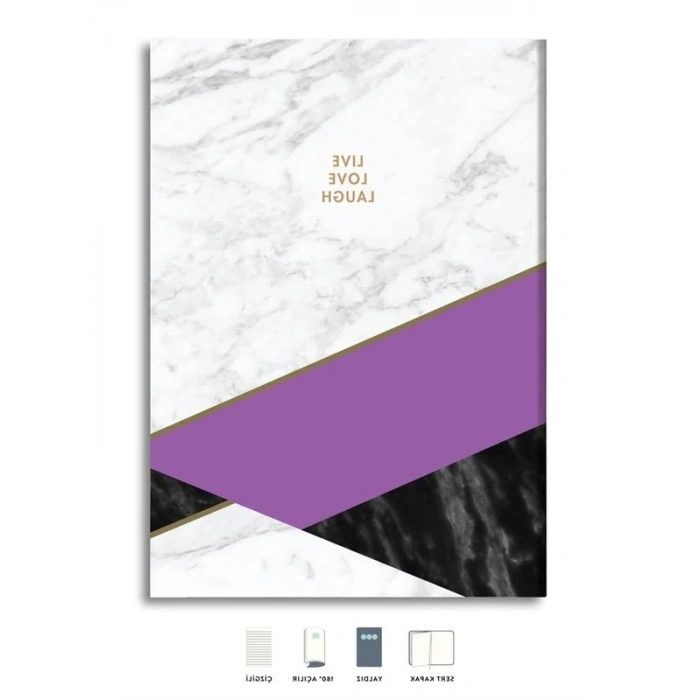 Le Color Mermer Defter Çizgili Mor 17x24cm