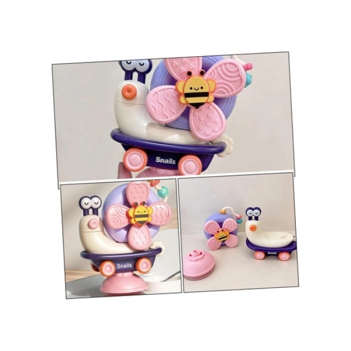 Learning Fun 3in1 Vantuzlu Duyusal Eğitici Oyuncak Salyangoz Mama Sandalyesi Oyuncağı Çıngıraklı