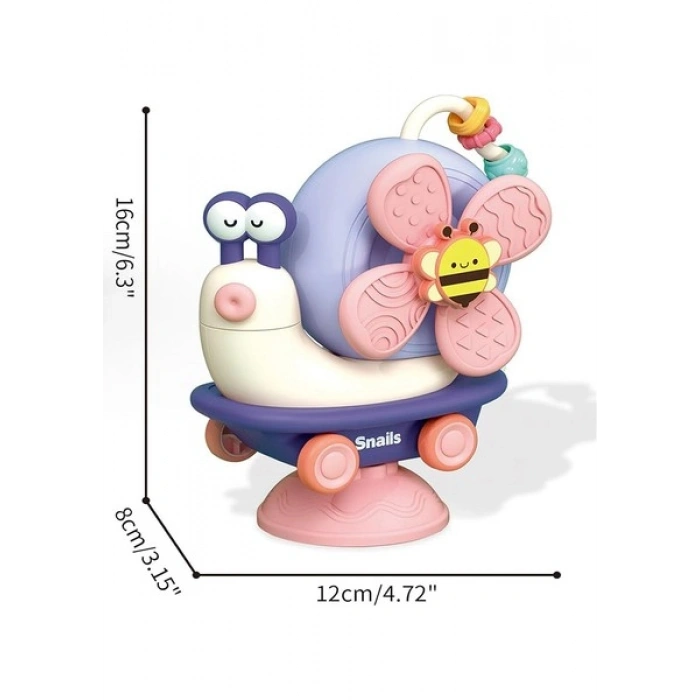 Learning Fun 3in1 Vantuzlu Duyusal Eğitici Oyuncak Salyangoz Mama Sandalyesi Oyuncağı Çıngıraklı