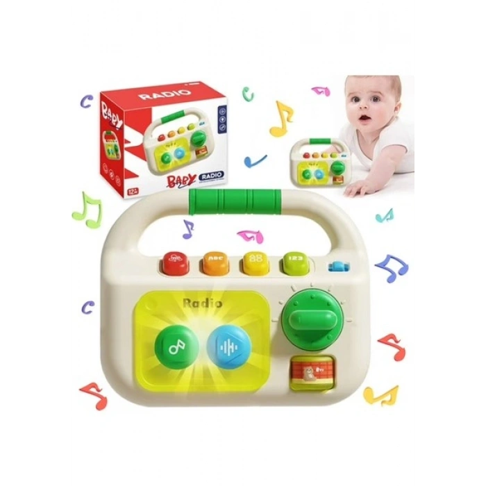 Learning Fun Işıklı Sesli Radyo Şeklinde Duyusal Oyuncak Interaktif Eğlence Oyuncağı