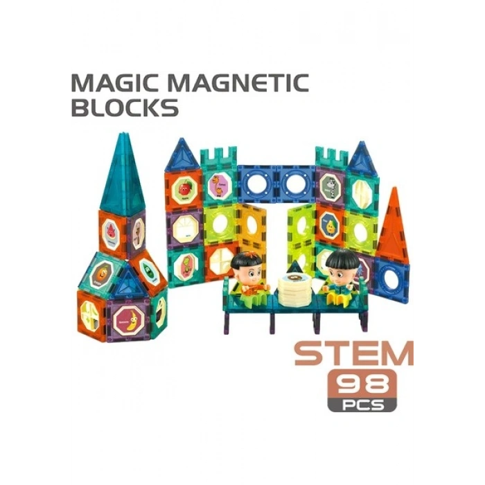 Learning Fun Manyetik Oyuncak Manyetik Blok Seti Stem Oyuncak 52 Parça Magic Magnetic Blocks