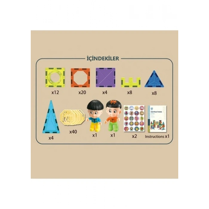 Learning Fun Manyetik Oyuncak Manyetik Blok Seti Stem Oyuncak 52 Parça Magic Magnetic Blocks