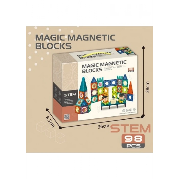 Learning Fun Manyetik Oyuncak Manyetik Blok Seti Stem Oyuncak 52 Parça Magic Magnetic Blocks