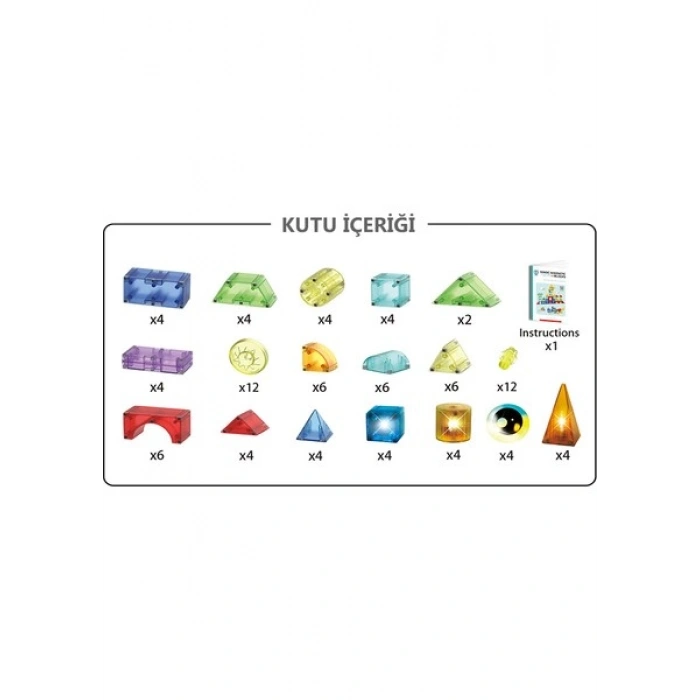 Learning Fun Manyetik Oyuncak Manyetik Blok Seti Stem Oyuncak 94 Parça Dıy Işıklı Manyetik Küpler