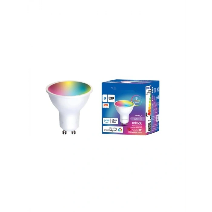 LED Akıllı RGB GU10 Lamba - Wi-Fi ve Bluetooth Uyumlu, 4W