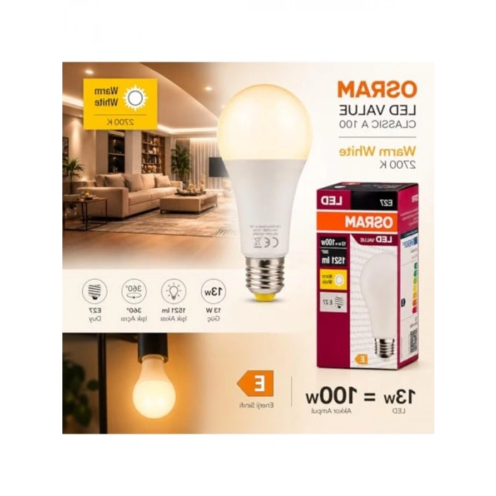 LED Ampul 13W, Enerji Tasarruflu ve Uzun Ömürlü, 10lu Paket