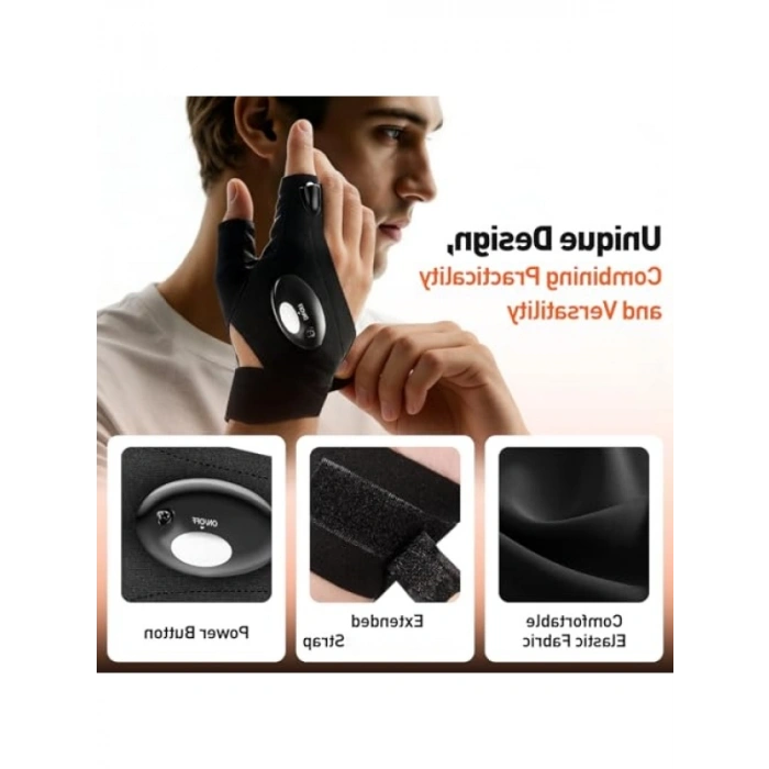 LED Aydınlatmalı Eldiven - Erkekler için Hediye, Esnek ve Yumuşak Kumaş