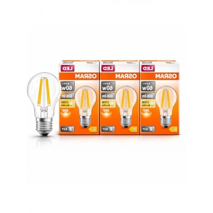 LED Filament Ampul, 6.5W Sarı Işık, 806 Lümen, E27 Duy ile Enerji Tasarrufu