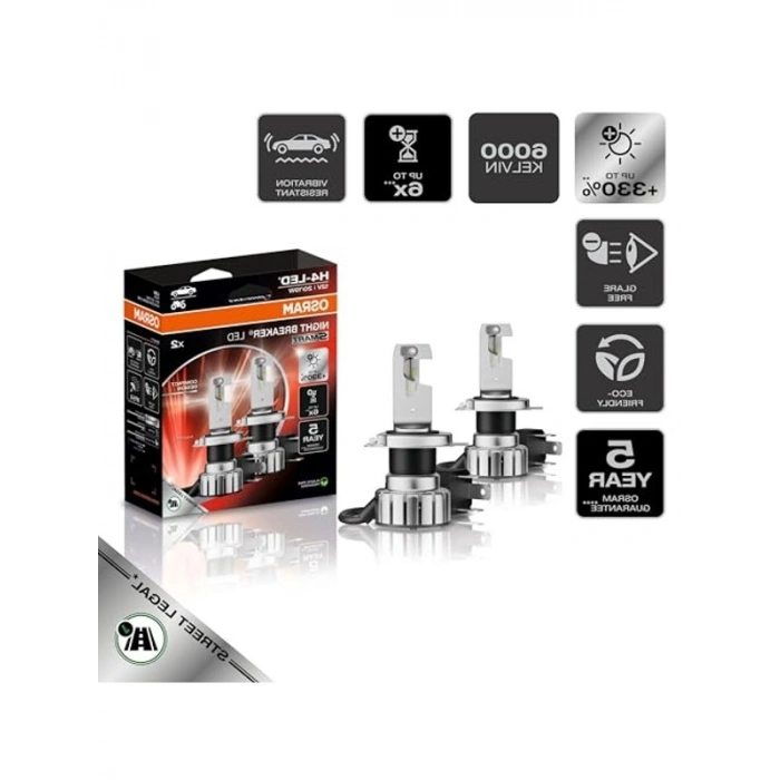 LED H4 Ampul, Night Breaker, 12V, Enerji Sınıfı A ile Yüksek Performans
