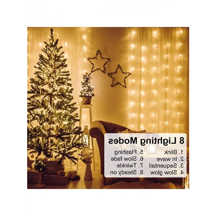 LED Işık Perdesi - 3 x 3 m, 300 LED, Su Geçirmez