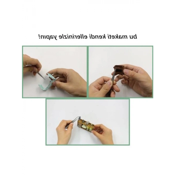 LED Işıklı Ahşap Minyatür Kafe Yapma Seti