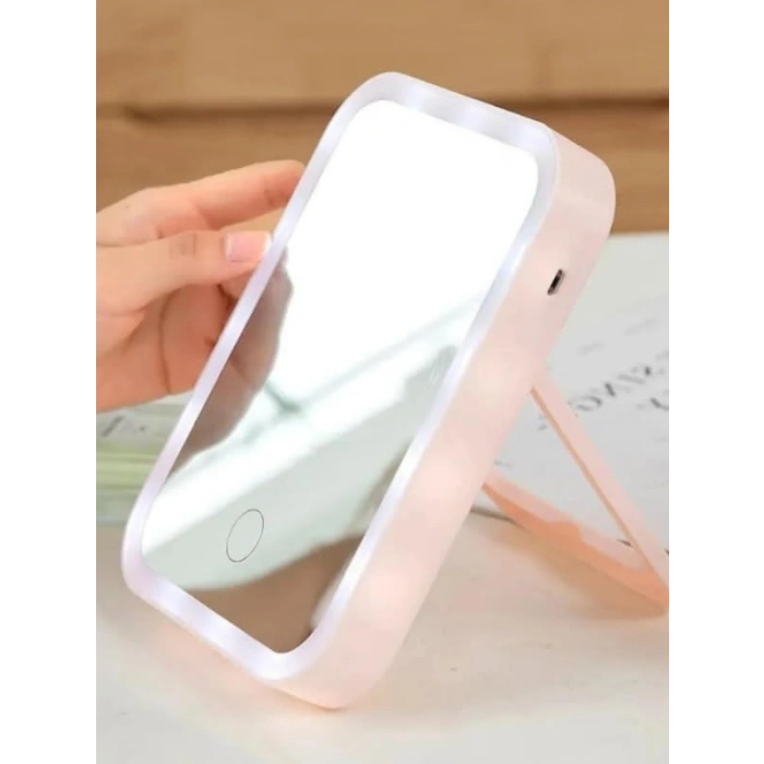 Led Işıklı Dokunmatik Makyaj Aynası - Pembe Renk