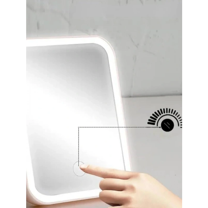 Led Işıklı Dokunmatik Makyaj Aynası - Pembe Renk