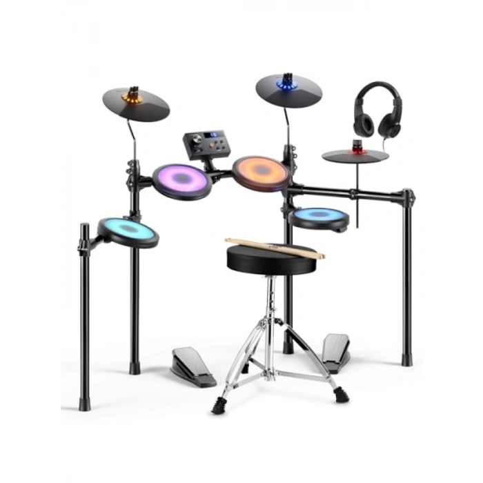 LED Işıklı Elektronik Davul Seti - 150 Ses, 15 Davul Kiti