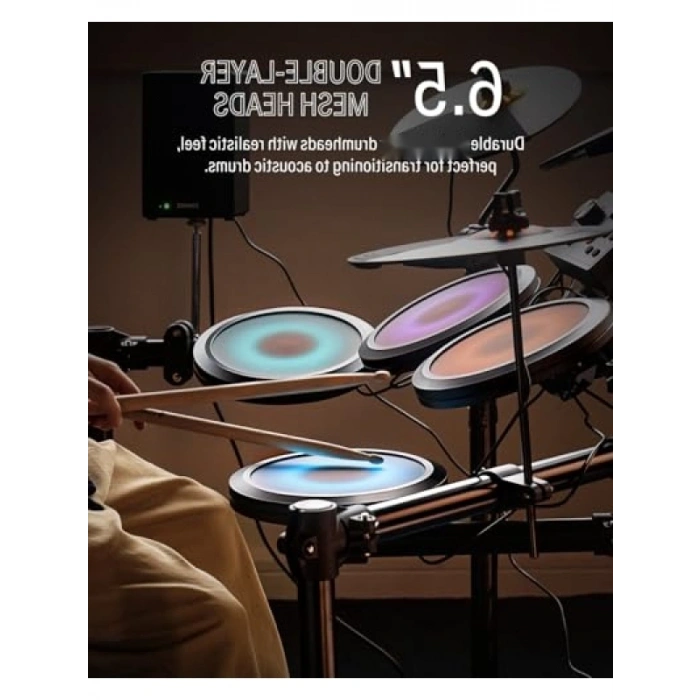 LED Işıklı Elektronik Davul Seti - 150 Ses, 15 Davul Kiti