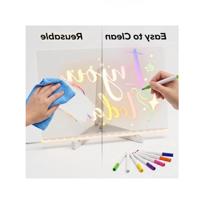 LED Işıklı Şeffaf Çizim Tableti, 30x20 cm Eğitici Boyama Seti ile