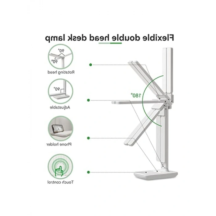 LED Masa Lambası - Çift Kafalı, Kısılabilir ve 3 Renk Sıcaklığı