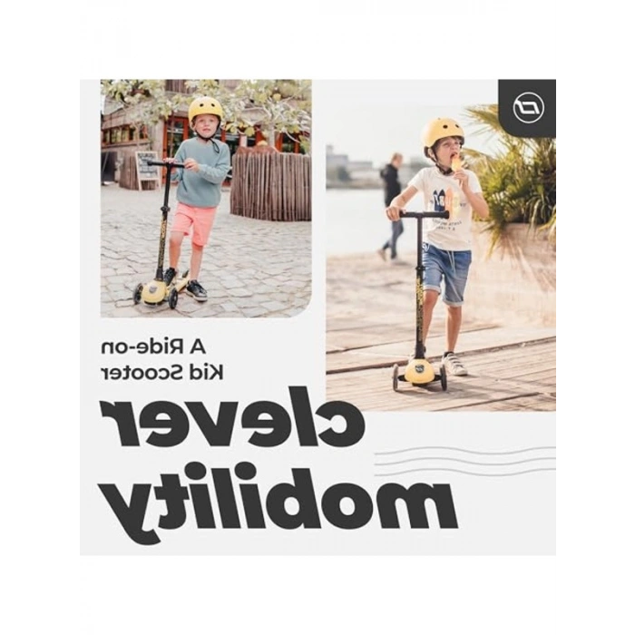 LED Tekerlekli Sarı Çocuk Scooter - Eğlenceli Taşıma Aracı